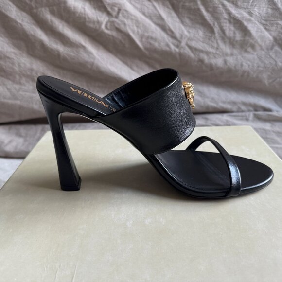 Versace Black Mules with Gold Medusa - Picture 4 of 10